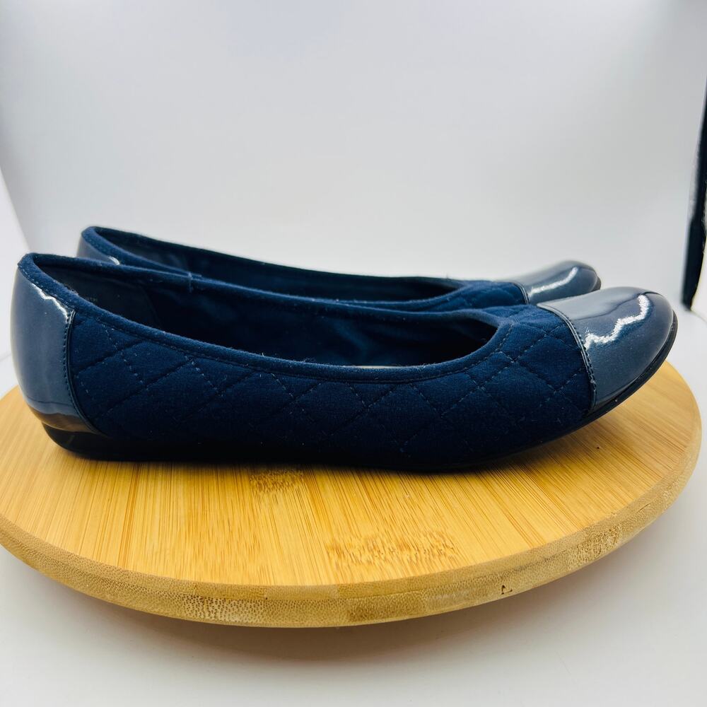 Anne Klein Sport Blue Ballet Flats Womens 8 Quilted Cap Toe Capsule Wardrobe